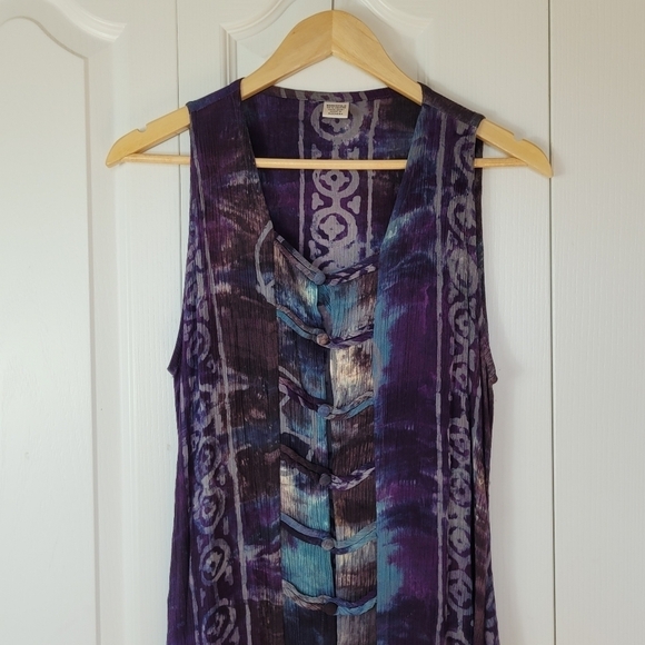 Button Front Patterned Boho Dress - Picture 7 of 8